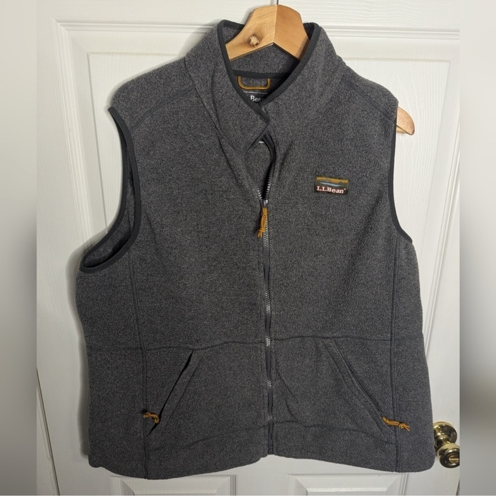 L.L Bean Womens Vest Jacket Gray Full Zip Mountain Plus Size 1X Top